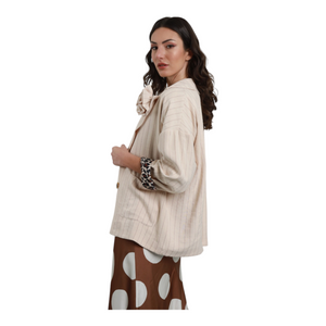 Susy mix - Giacca over gessata con fiore Taglia unica