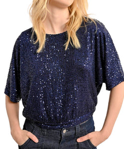 Top paillettes Molly Bracken MW125CH Blu'