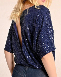 Top paillettes Molly Bracken MW125CH Blu'