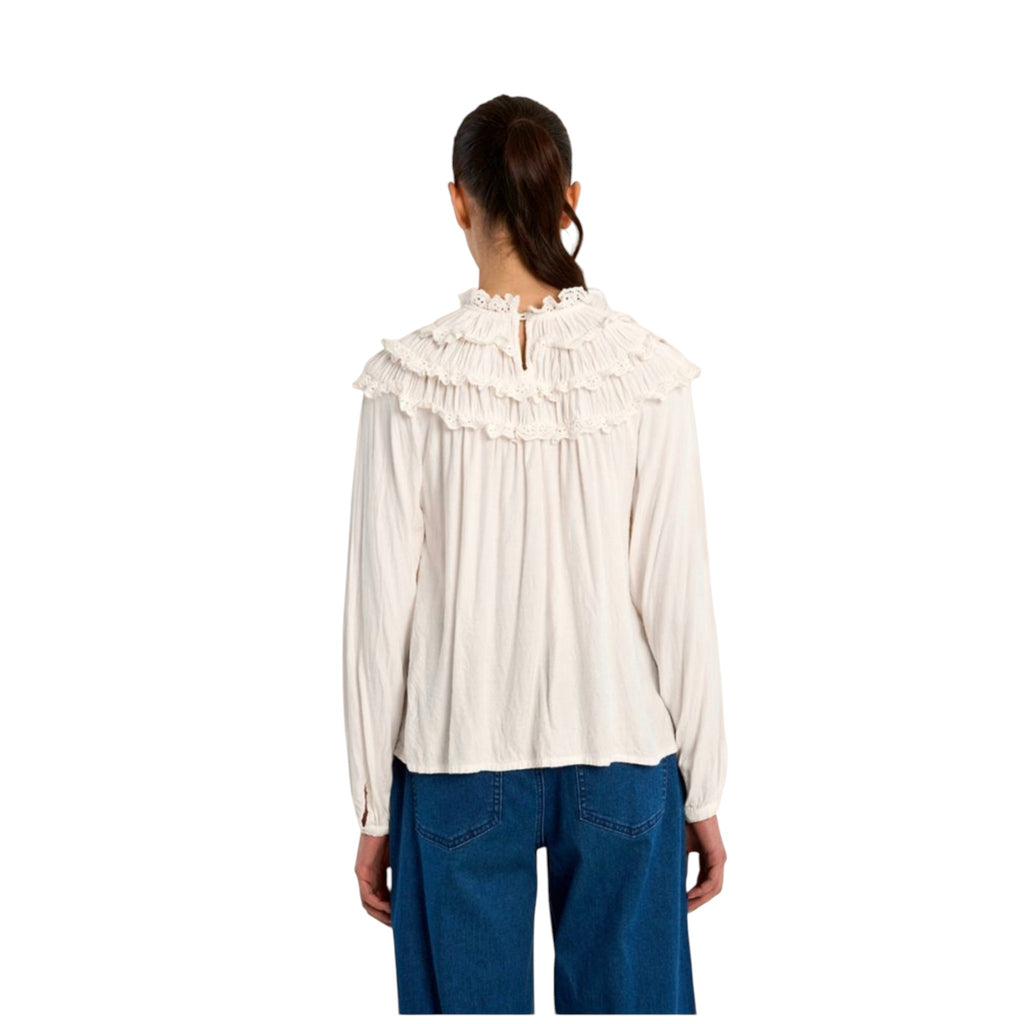 Camicia dritta con volant ricamati