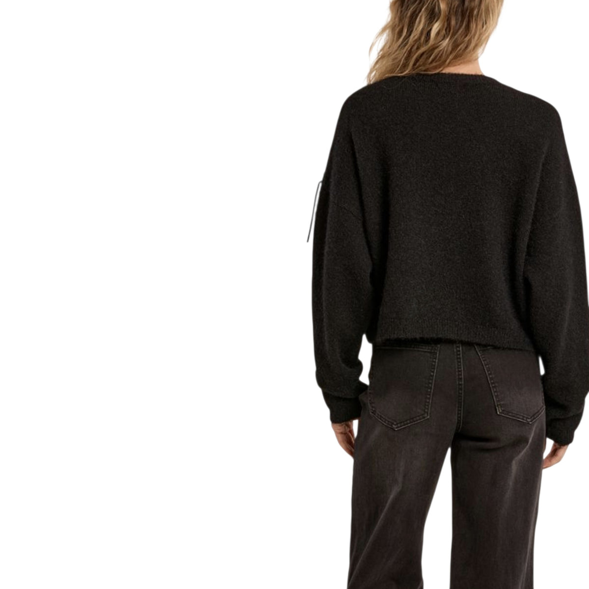 Maglione corto con frange e strass