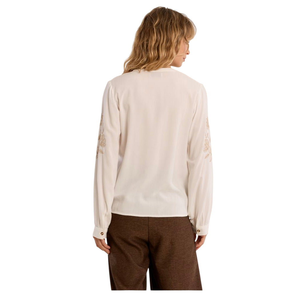 Camicia ricamata con colletto alla coreana