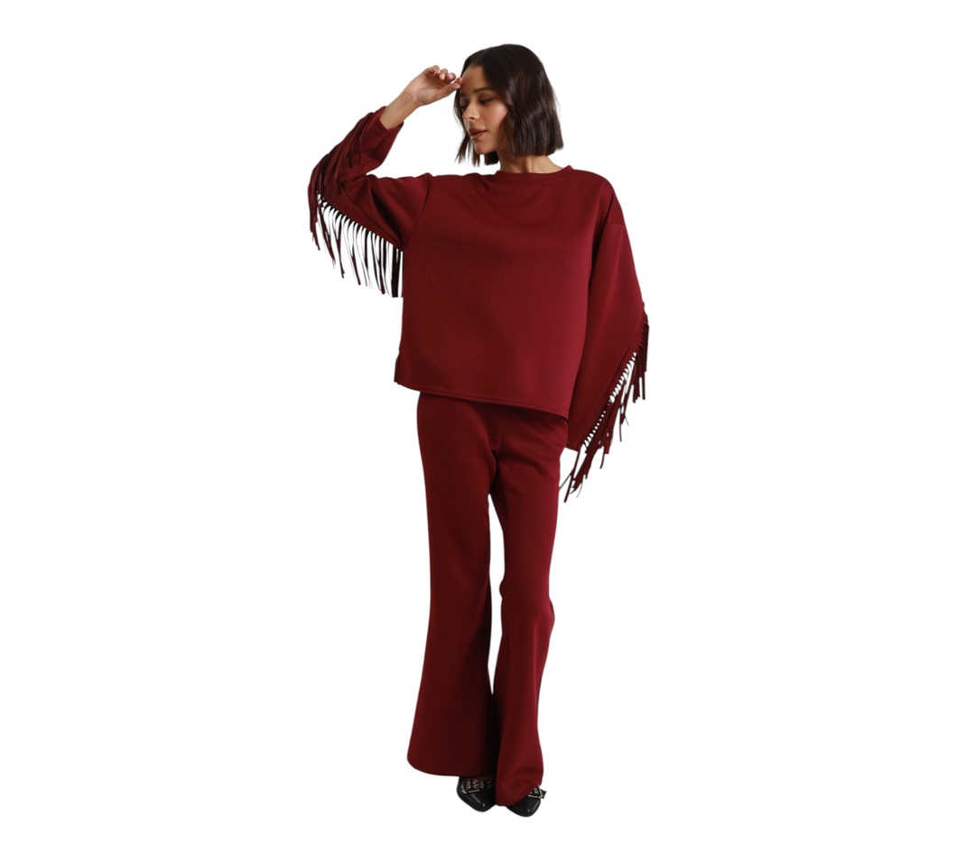 Susy mix - Completo in felpa con frange tg unica