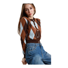 Carica l&#39;immagine nel visualizzatore di Gallery, Susy mix - Cardigan a rombi con bottoni gioiello.
