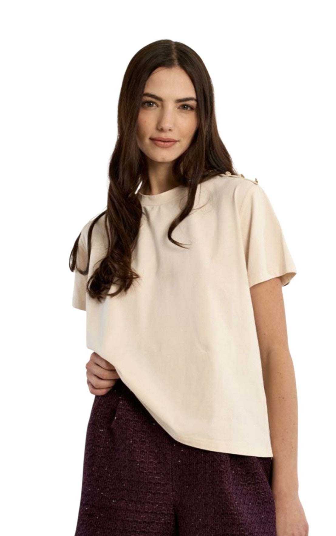 T- shirt maniche corte con dettaglio a bottoni