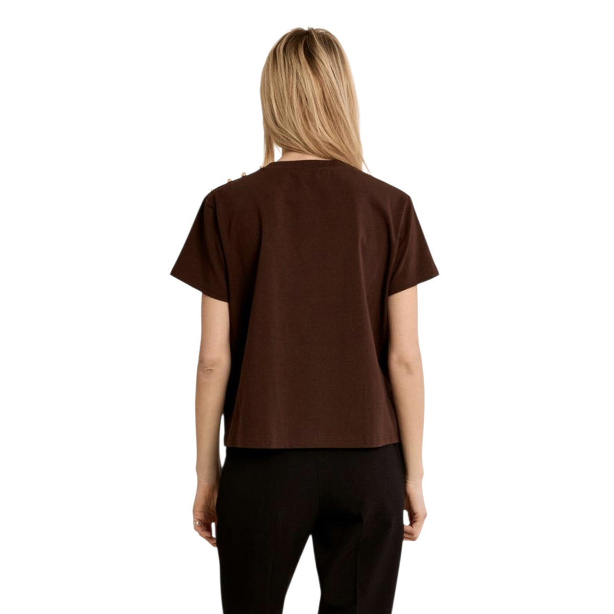 T- shirt maniche corte con dettaglio a bottoni