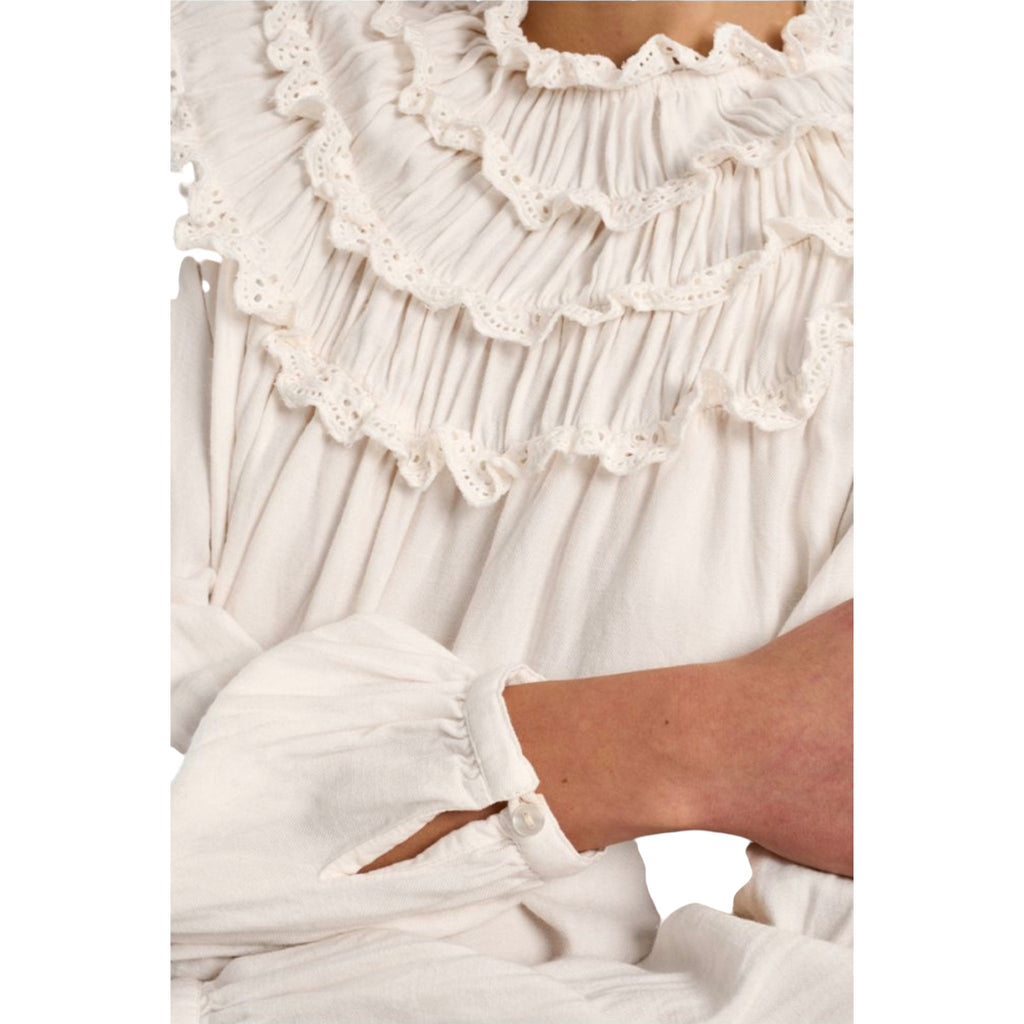 Camicia dritta con volant ricamati