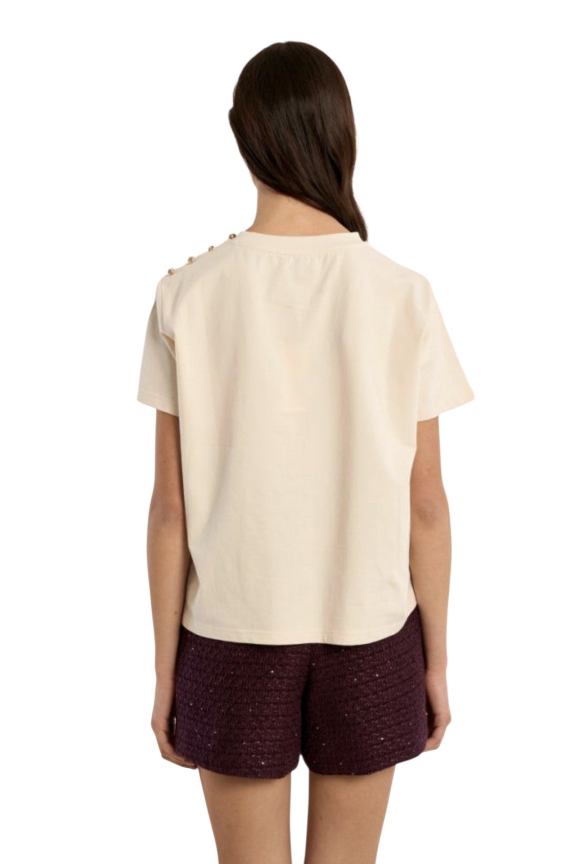 T- shirt maniche corte con dettaglio a bottoni